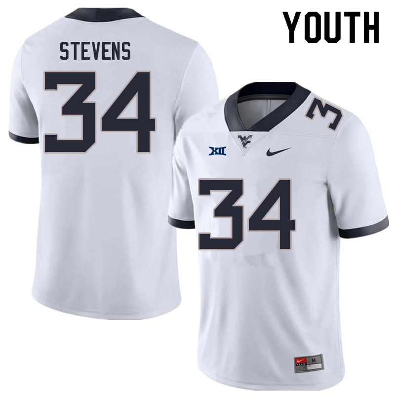 Youth #34 Deshawn Stevens West Virginia Mountaineers College Football Jerseys Sale-White - Click Image to Close